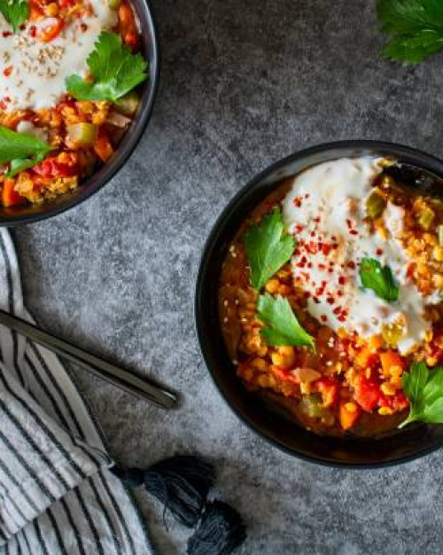 Dahl de lentilles corail et riz 