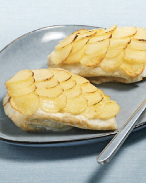 Pavé de bar en écailles de pommes de terre